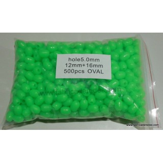 Perlita luminosa verde 5mm x 12mm Ovalada