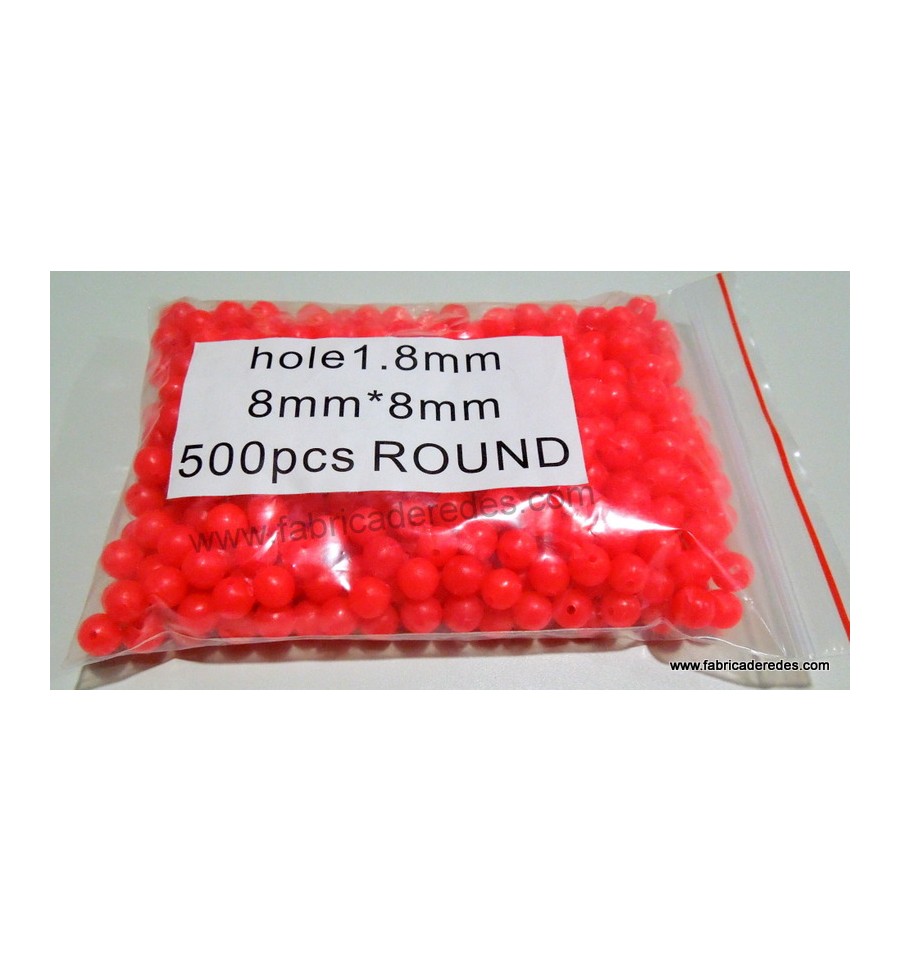 Red luminous bead with 1.8mm central hole for rigging.