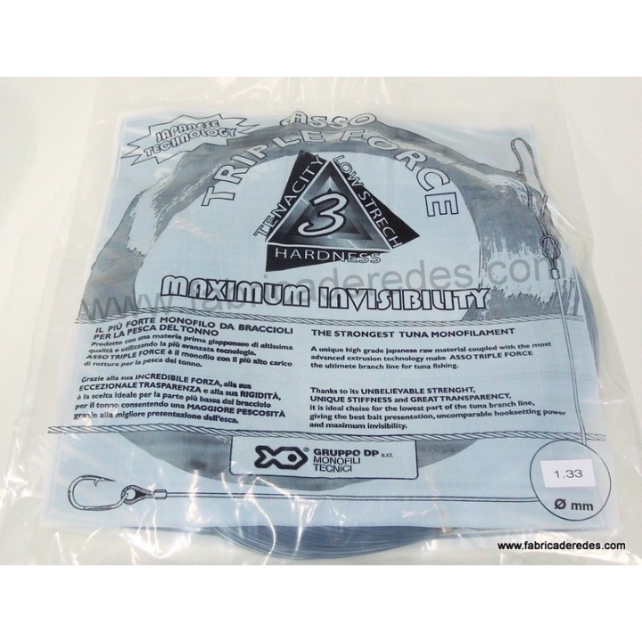 Triple forza 133mm x 1000 metros Monofilamento asso