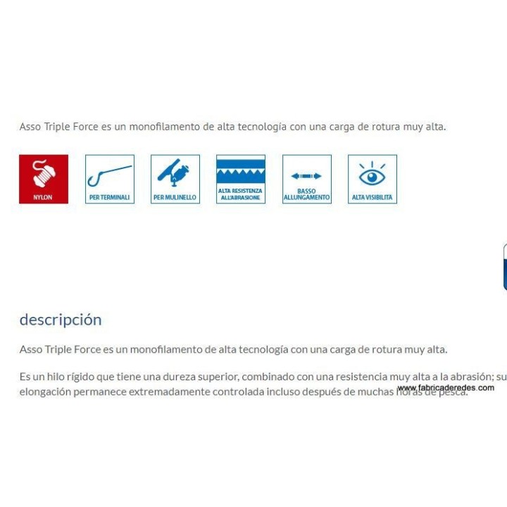 Triple forza 133mm x 1000 metros Monofilamento asso