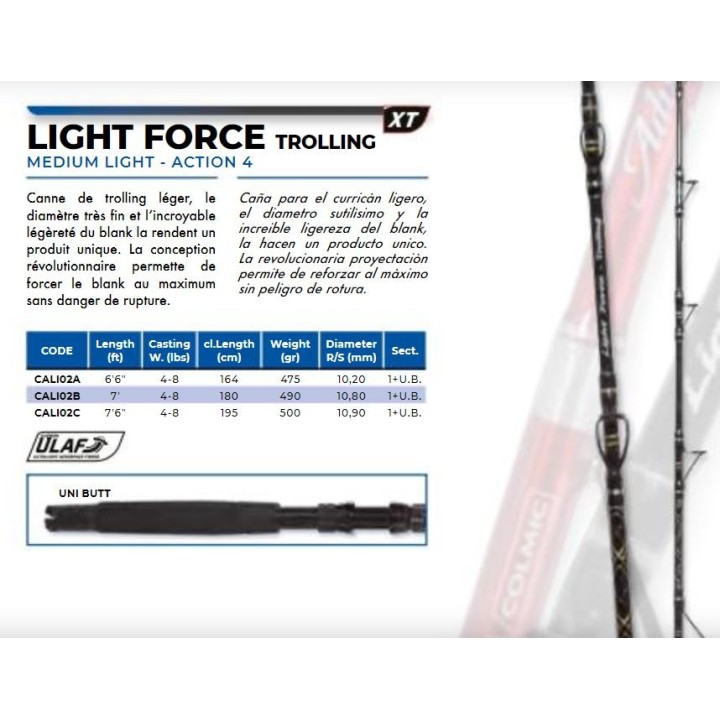 Rod LIGHT FORCE TROLLING Colmic 6'6" (2.01mts) - 7'6" (2.31mts)