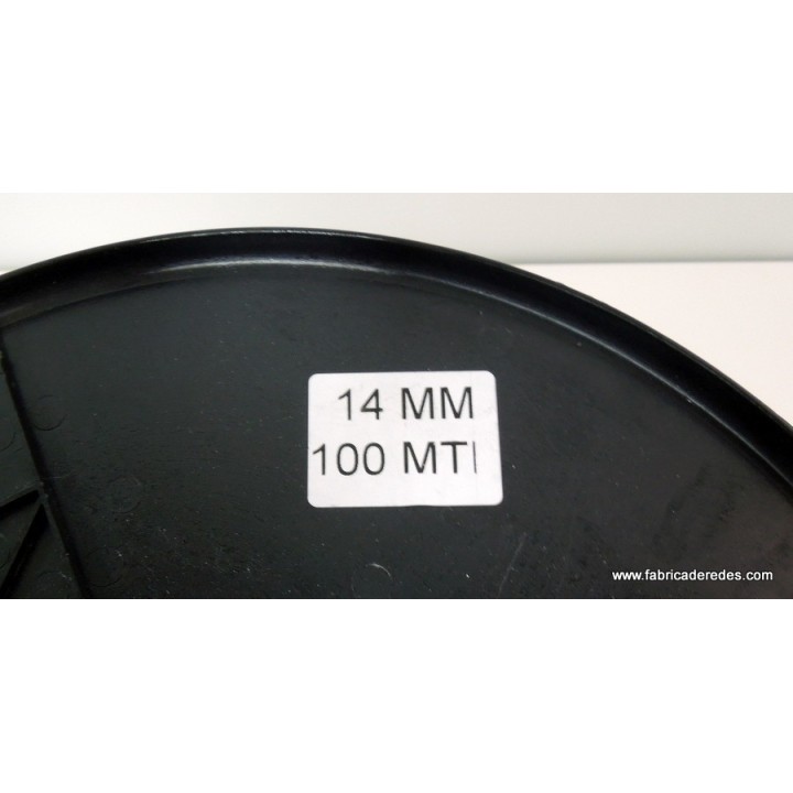 Cabo nylon trenzado 14mm x 100mts blanco pintas azules