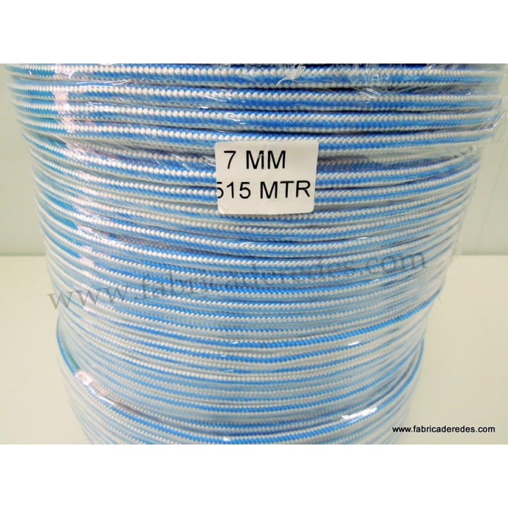 CUERDA POLIPROPILENO 7MM X 500 METROS BLANCO-AZUL
