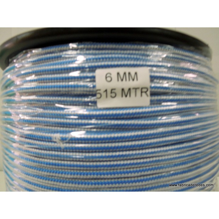 Cuerda polipropileno 6mm x 515 metros BLANCA-AZUL