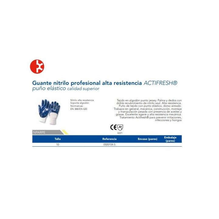 Guante Nitrilo Profesional Alta Resistencia Puño Elástico