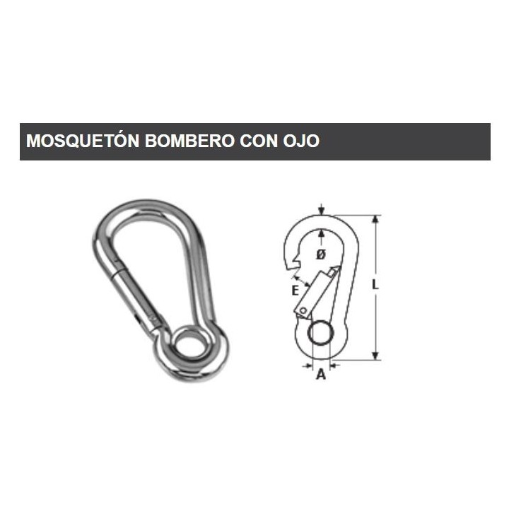 Mosquetón bombero con ojo Inoxidable