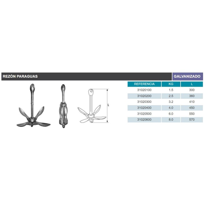 Rezón plegable paraguas
