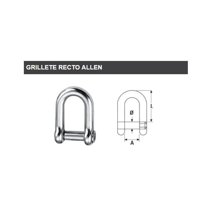 GRILLETE RECTO ALLEN INOX 316