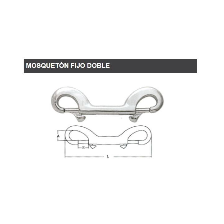 Mosquetón doble fijo inoxidable 316