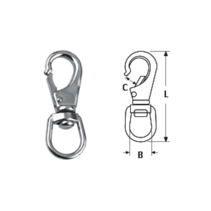 Mosquetón giratorio inox 316