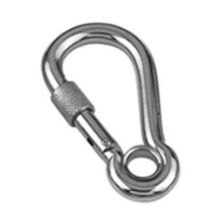 Mosquetón con seguro y ojo inox 316