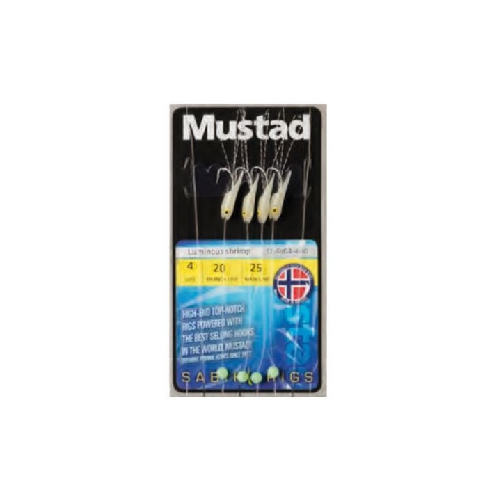MUSTAD SABIKI LUMINOUS SHRIMP Haken Nº4 und Nº6 (4 Haken)