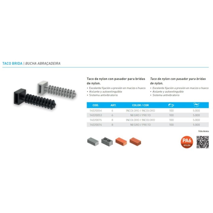 Taco brida 6mm y 8mm