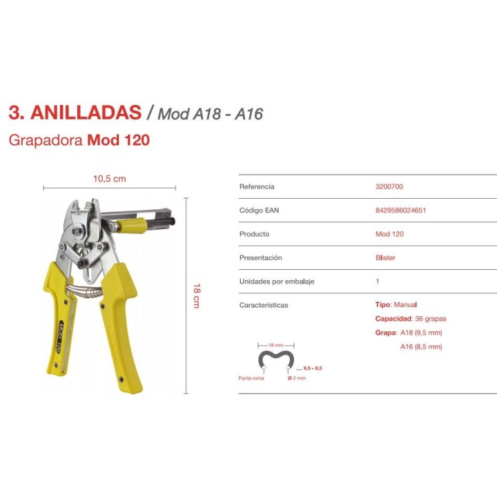 Grapadora Mod 120 con cargador volteable