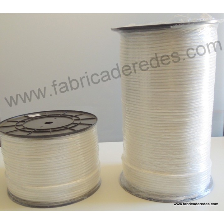 Cuerda trenzada de polipropilento 8mm x 200 y 500 metros color blanco