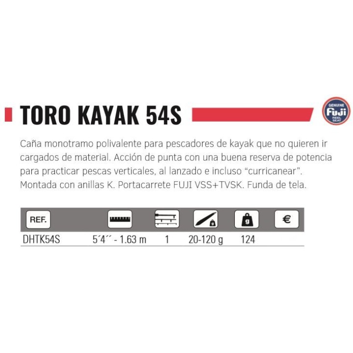 Caña Hart TORO KAYAK 54S 1,63mts 20-120 grs