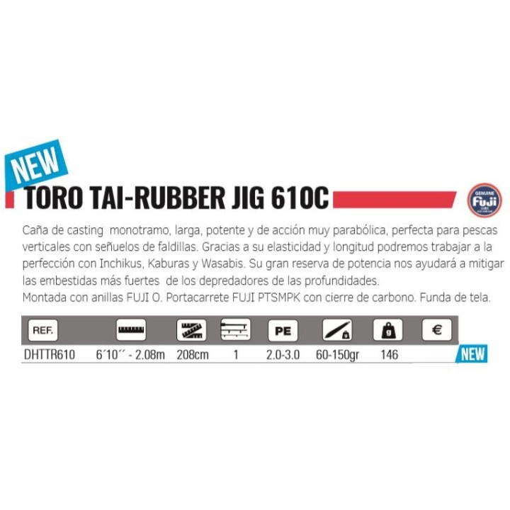 Caña hart TORO TAI-RUBBER JIG 610C -2.08 mts