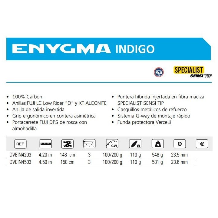 Caña Vercelli ENYGMA INDIGO 4.20m (100-200g)