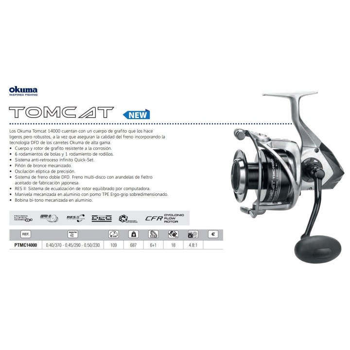 Carrete OKUMA TOMCAT 14000 F.Front- 6+1bb