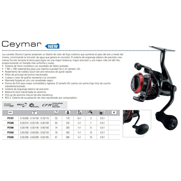 Carrete OKUMA CEYMAR 65 F.Front -7+1bb