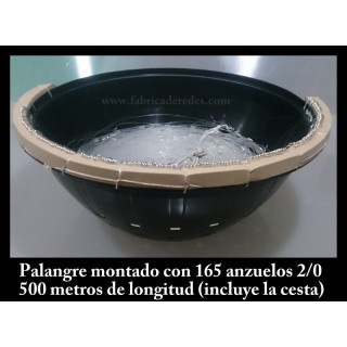 Palangre pronto para pescar 130 mm e 165 ganchos em 500 metros.