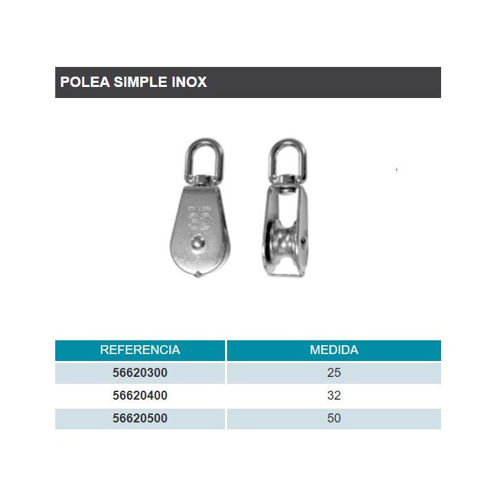 Polia simples de aço inoxidável