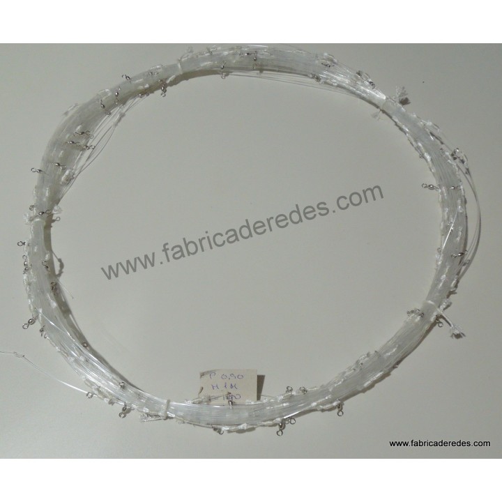 Hankline longue avec 100 émerillons sur 100 mètres à 1 mètre chacun