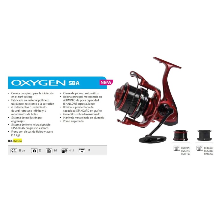 Carrete de surfcasting VERCELLI OXYGEN SBA - 5+1bb