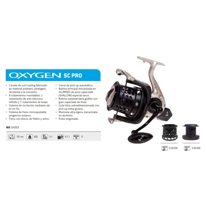 Moulinet surfcasting VERCELLI OXYGEN SC PRO 7 + 1 ROULEMENT