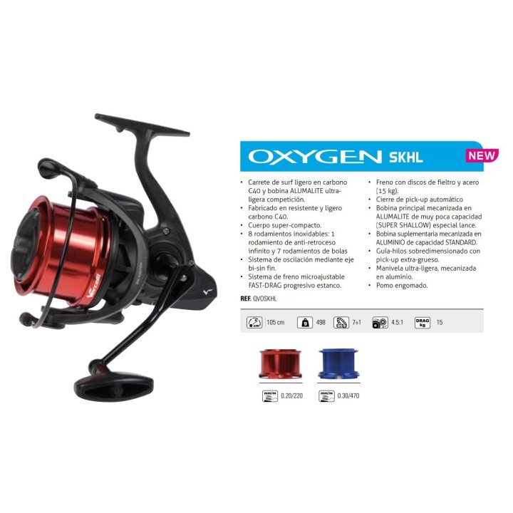 SURFCASTING Moulinet VERCELLI QVOSKHL OXYGEN SKHL - 7 + 1bb