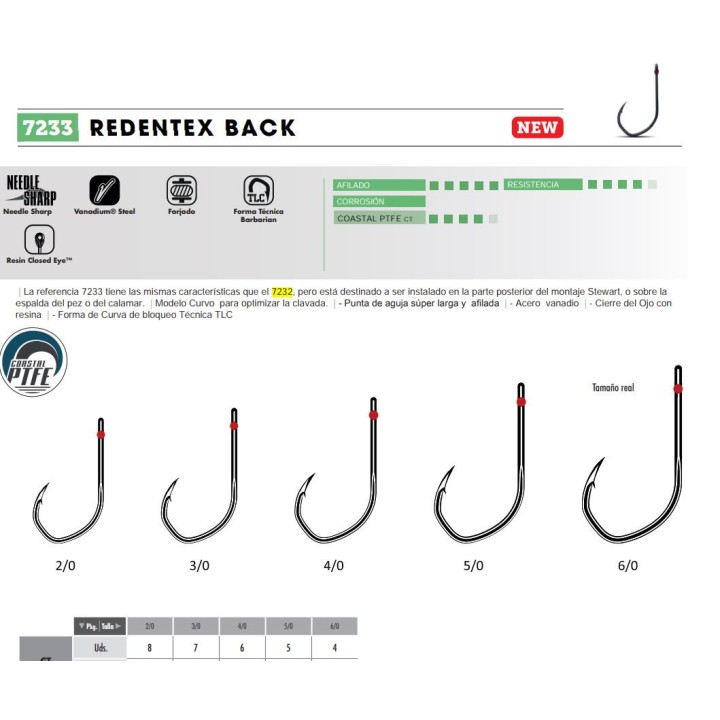 Hooks for live fishing REDENTEX BACK 7233 VMC