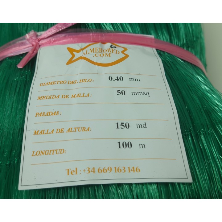 Rede 0,40mm x 50mmsq x 150md x 100mts Verde