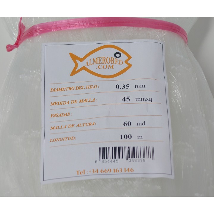Filet 0.35mm x 45mmsq x 60md x 100mts blanc