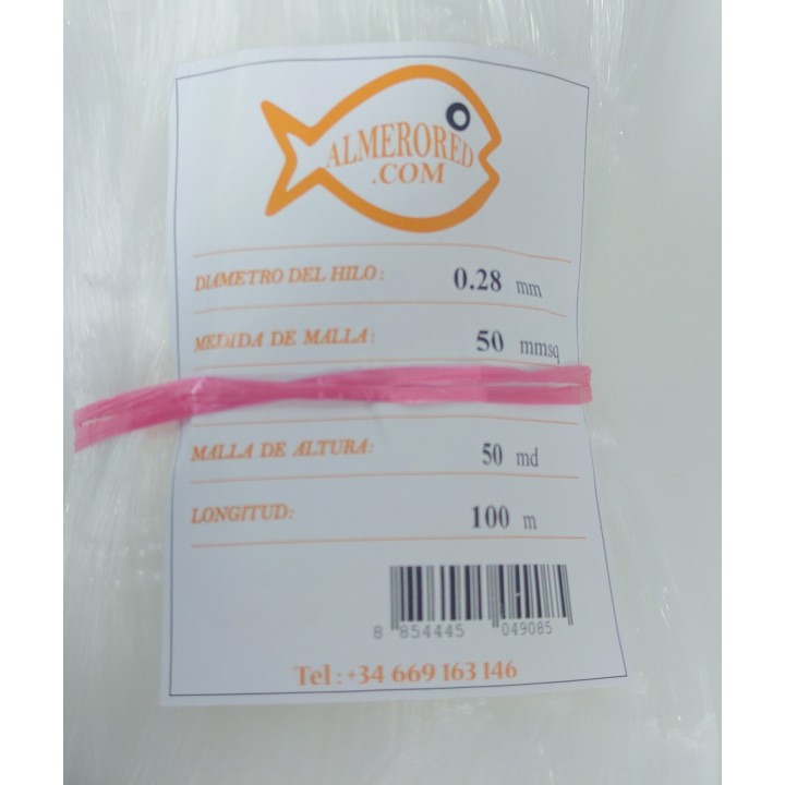 Filet 0.28mm x 50mmsq x 50md x 100mts Blanc