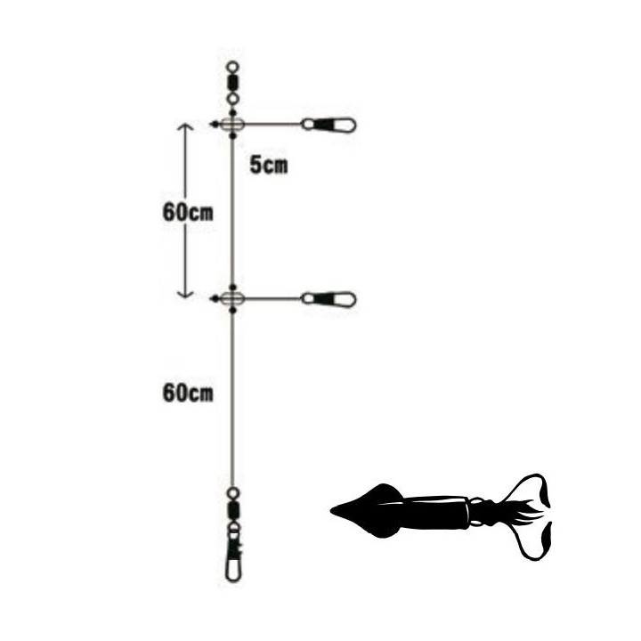 SR423 - Bajo línea calamar triple 120 cm