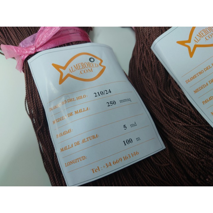 Filet 210/24 x 250mm x 5md x 100mts Marron