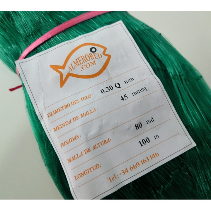 Filet 0.30mm x 45mm x 80md x 100mts Vert