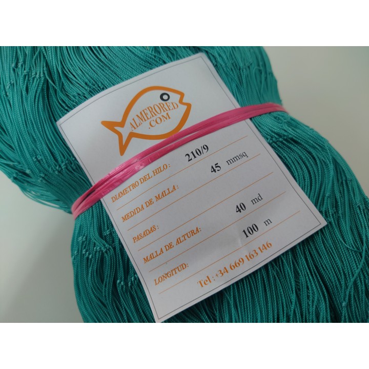 Filet 210/9 x 45mm x 40md x 100mts vert