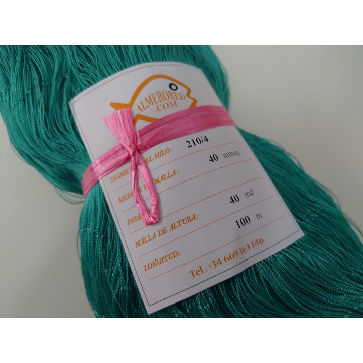 Filet 210/4 x 40mm x 40md x 100mts Vert