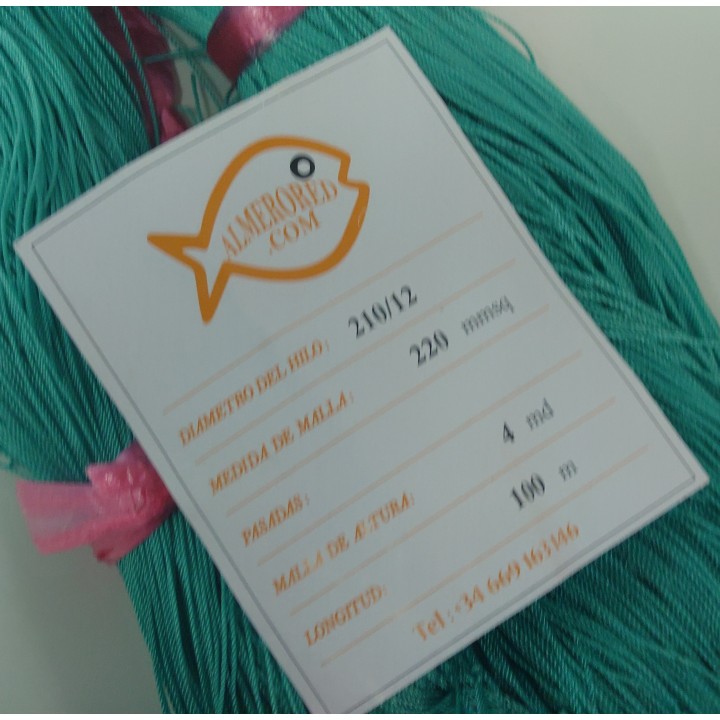 Net 210/12 x 220mm x 4md x 100mts Green