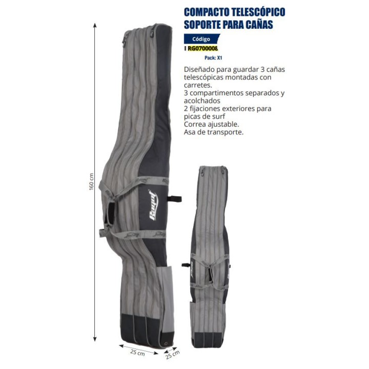 Funda de 3 cañas TELESCOPICAS+CARRETE RAGOT