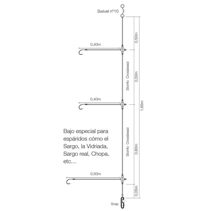 BAJO SPARID FLUOROCARBON (3 hameçons)