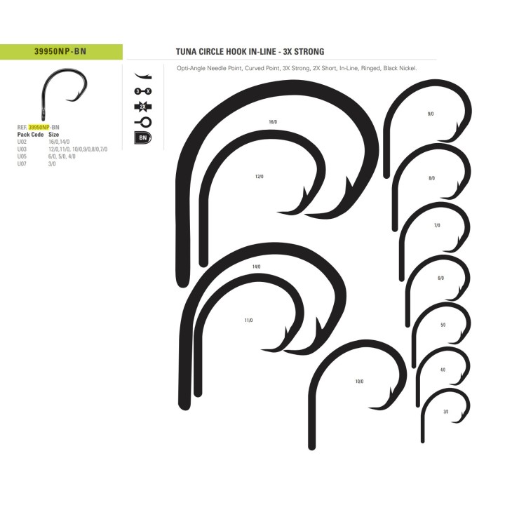 TUNA CIRCLE HOOK IN-LINE - 3X STRONG