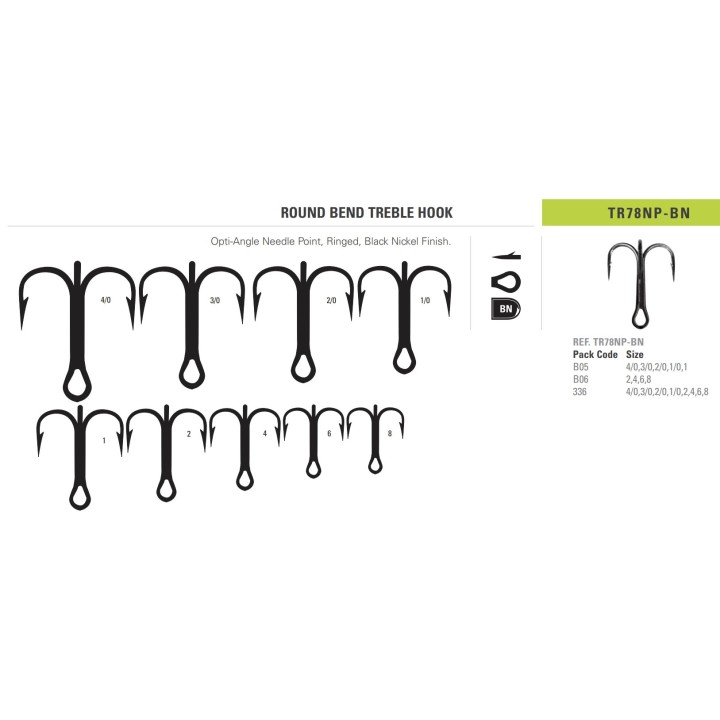 JIG ROUND BEND TREBLE HOOK Mustad