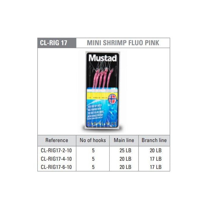 Mustad MINI CAMARÓN FLUO PINK (5 anzuelos)
