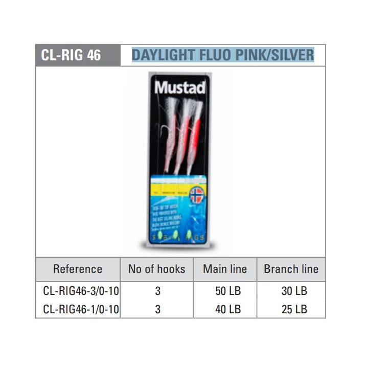 MUSTAD DAYLIGHT ROSA FLUO/ARGENTO (3 ganci)