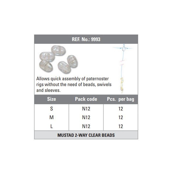 Perlas TRANSPARENTES bi perforadas MUSTAD