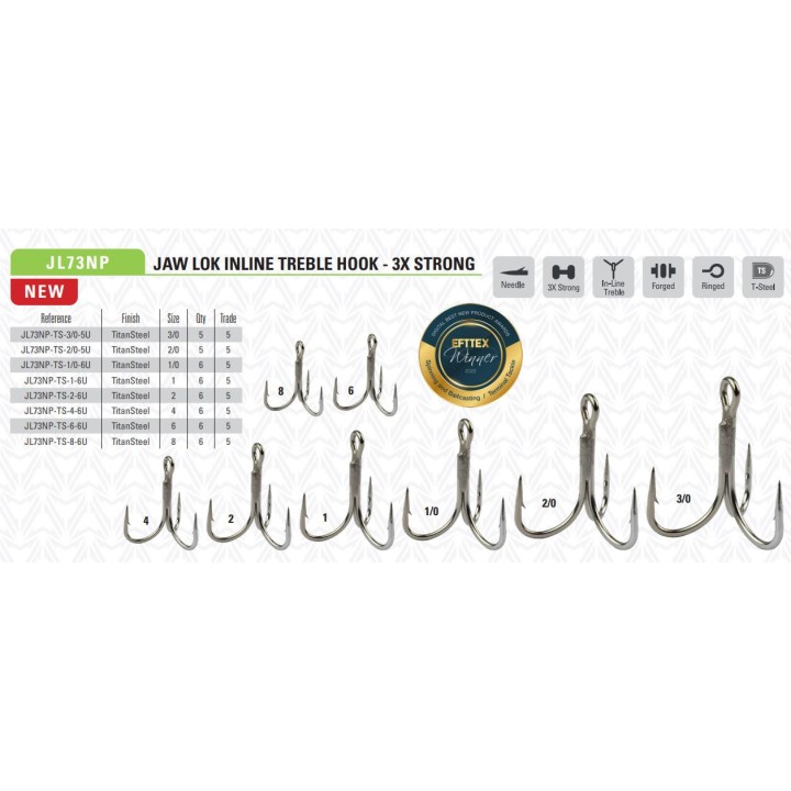 JAW LOK INLINE verdreifachen Angelhaken - 3X STRONG