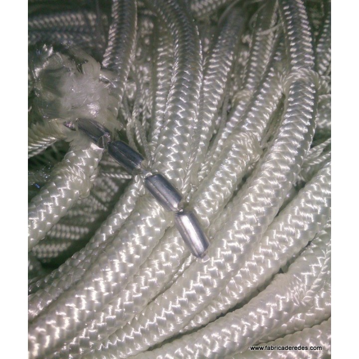 Professionelles Trammelnetz 210/4 6/20 Mesh und Seil mit Bleikern.