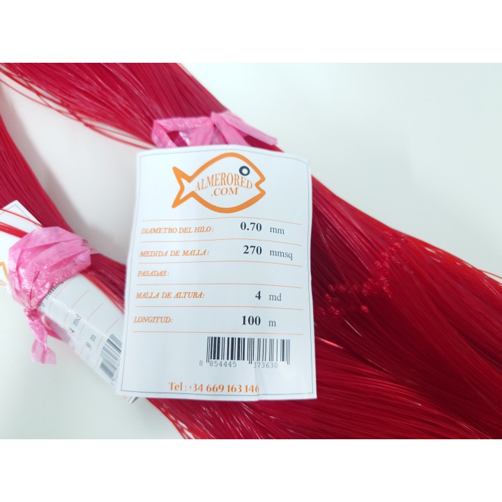 Filet 0.70mm x 270mmsq x 4md x 100m Rouge
